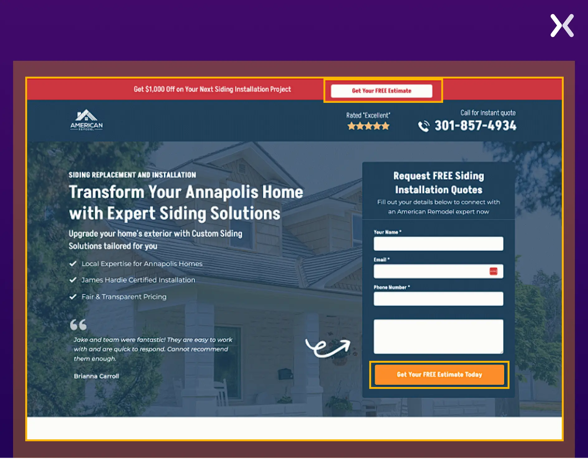 american-remodel-lead-generation-landing-page.webp