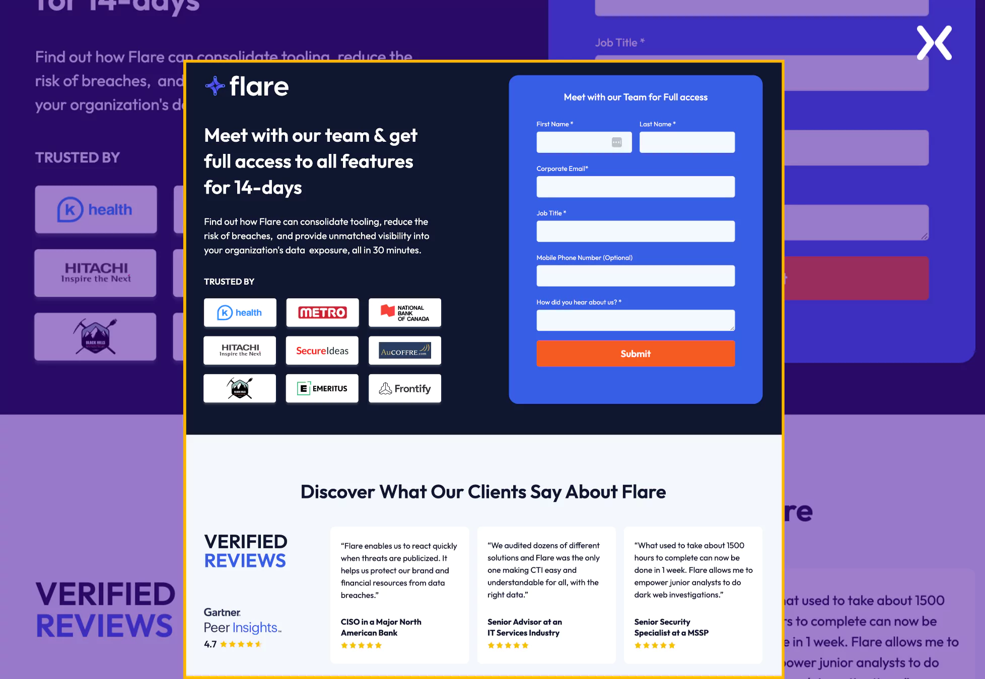 short-saas-demo-landing-page-flare.webp